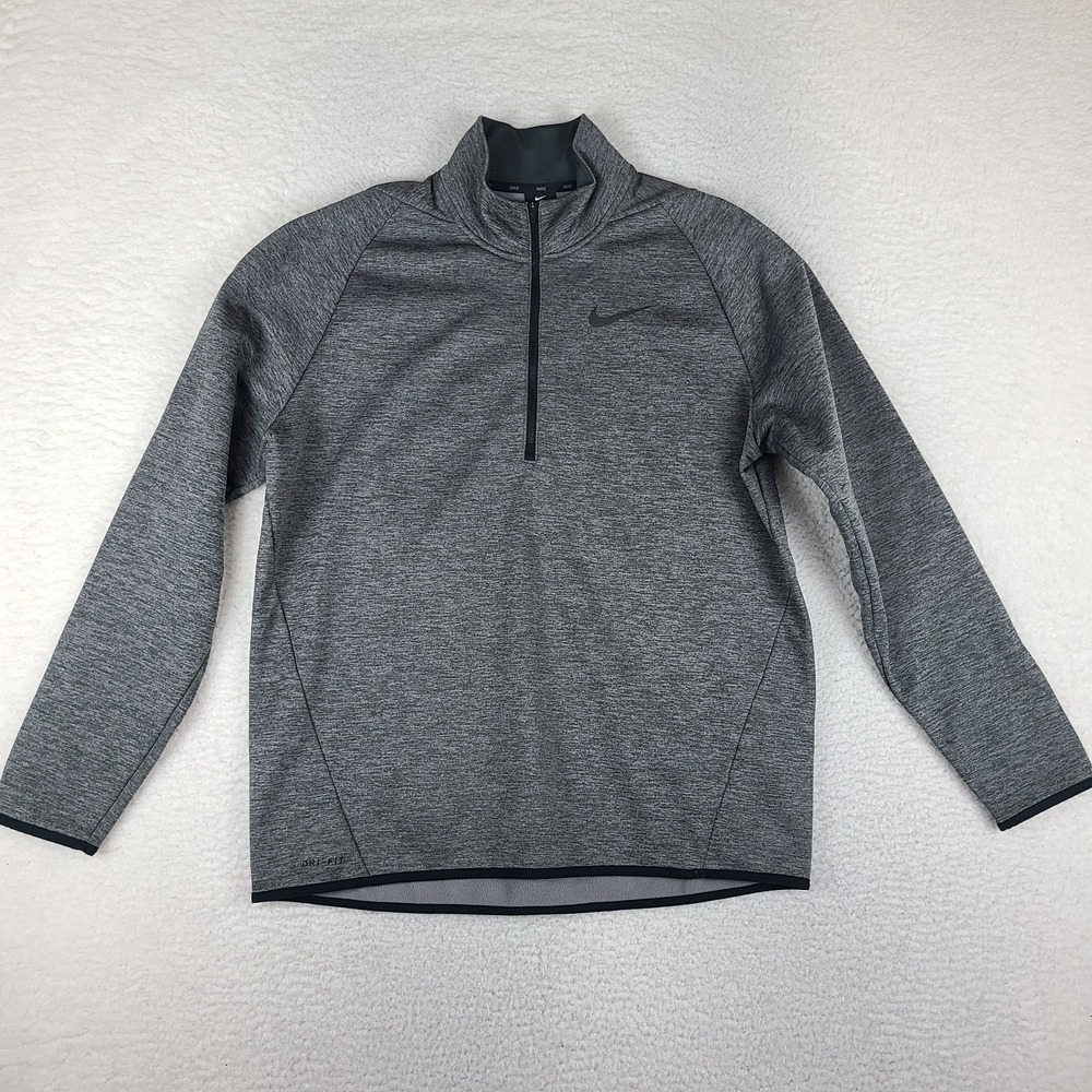 Nike Sweater Mens Large Dark Gray Dri Fit Performance Sweatshirt Golf 932041